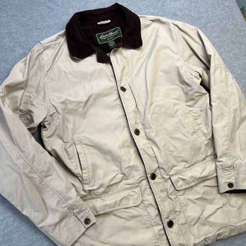 Eddie Bauer Jacket Mens XLT Beige Chore Nylon Windbreaker Barn Field Coat Lined - Picture 2 of 16