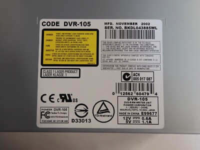 PIONEER 4X IDE DVD'R/RW Drive, DVR-105
