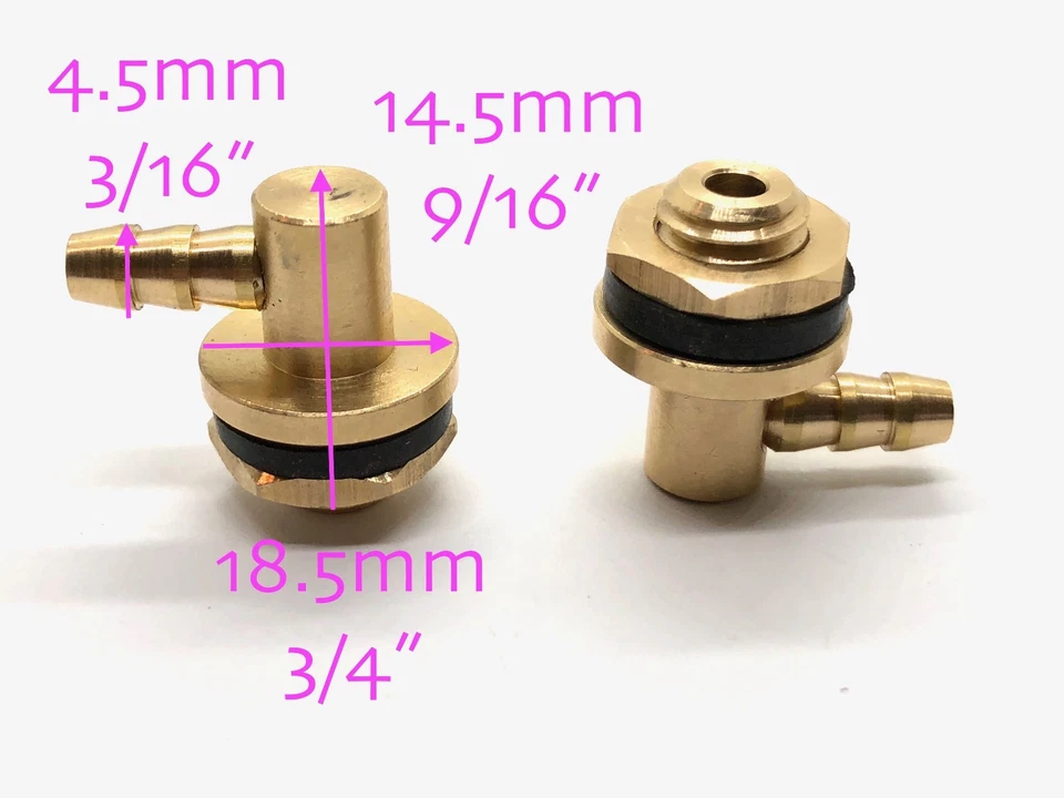 2PCS Copper Fuel Tank Nipple Fuel Line Connector L18.5xD14xd4.5mmxM8 Thread - Image 2 of 2