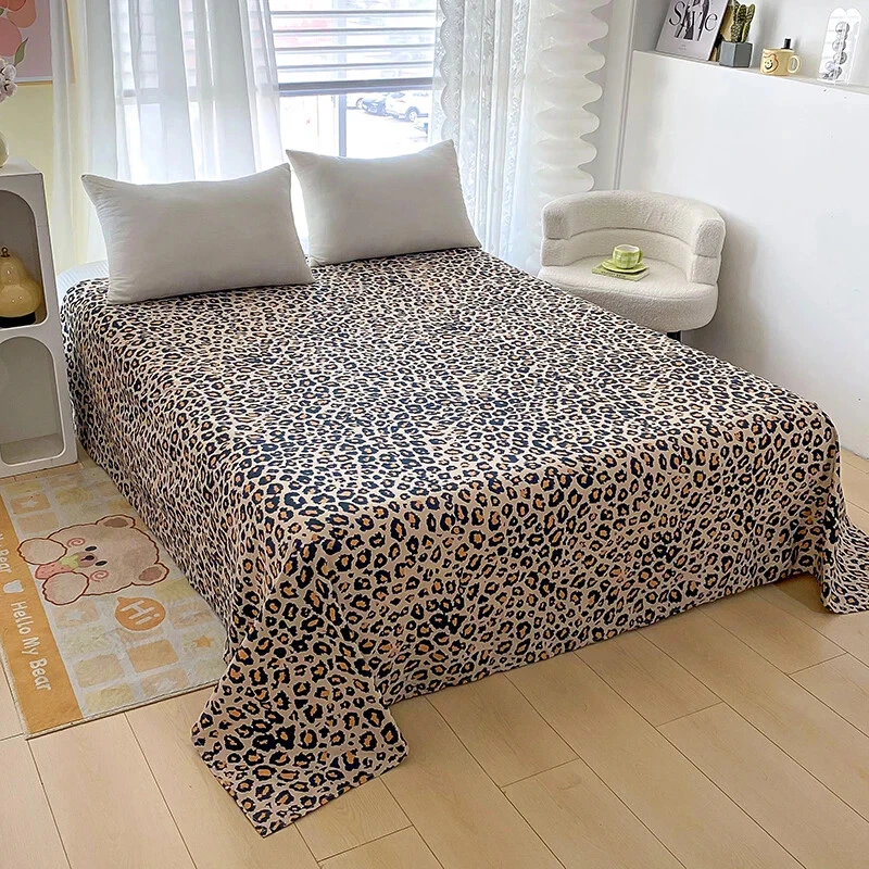 Sábanas planas estampadas de leopardo para cama doble sábana superior cubierta de colchón Foto 4 de 4