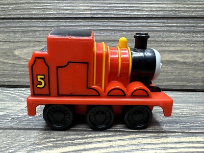 Mattel Gullane Thomas 2009 James Red Train Engine Plastic Pull Back Toy