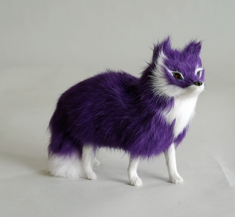 real life fox model plastic&furs simulation purple fox doll gift