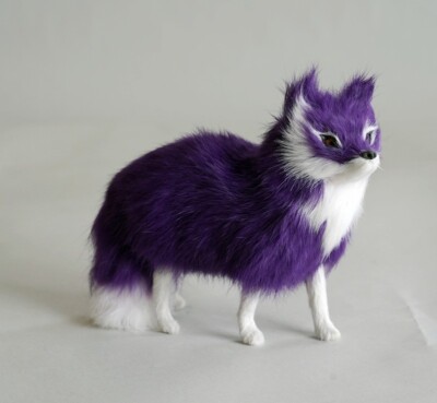 real life fox model plastic&furs simulation purple fox doll gift