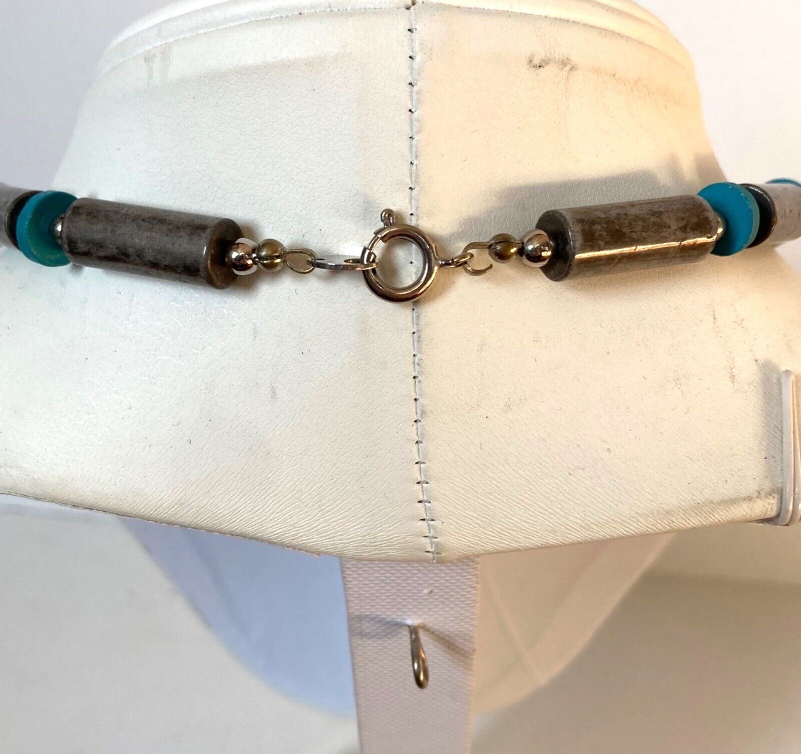 Vintage Chunky Turquoise Bronze Pendant Necklace … - image 9
