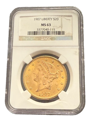 US 1907 Gold $20 20 Dollars NGC MS63 Double Eagle Liberty Head