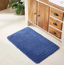 Better Trends Lilly Crochet Bath Rug Blue 24in x 40in 100 Cotton Reversible