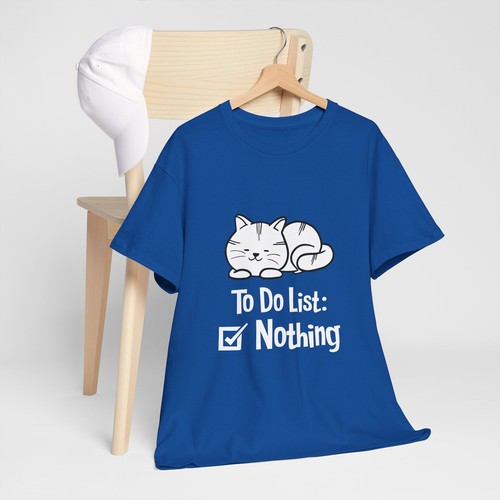 Cat Lover Unisex Heavy Cotton Tee T-Shirt 'Do Nothing' - Picture 94 of 118