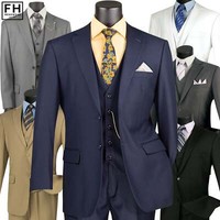 VINCI Men's 3-Piece Suit 36S-64R, 6 Colors, Classic-Fit - NEW