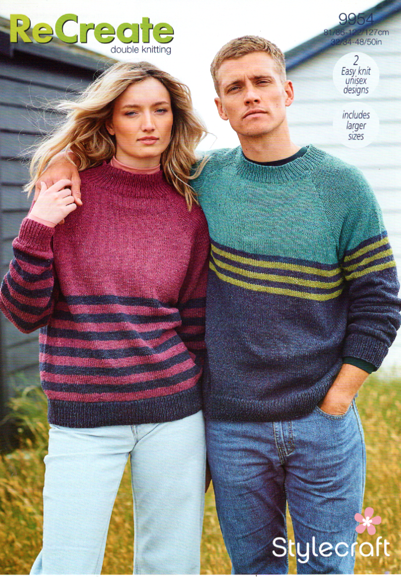 Stylecraft DK Knitting Pattern - 9954 Unisex Sweaters