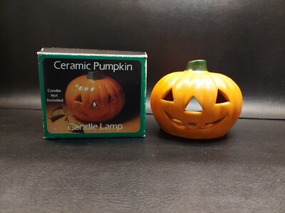 Vintage Robert Alan Candle Company Ceramic Pumpkin Candle Holder Lamp