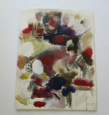 HAROLD DAVIES OIL PAINTING  AMERICAN EXPRESSIONIST LISTED ABSTRACT MID CENTURY