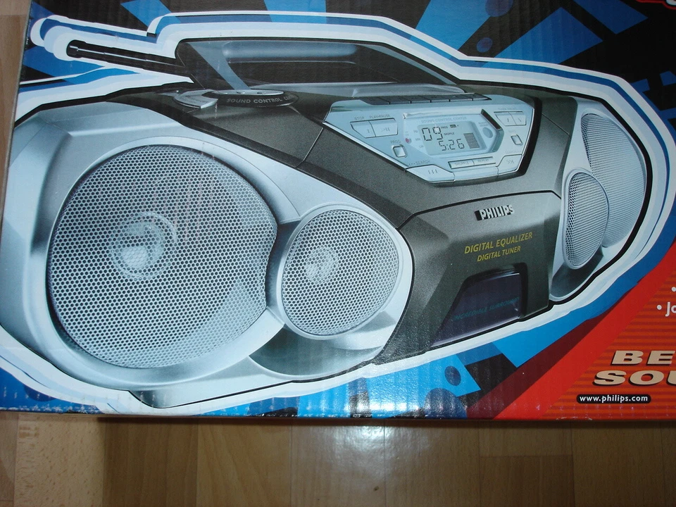PHILIPS Sound Maschine CD Kassettenrecorder Cassettenrecorder Tuner + FB OVP NEU - Bild 2 von 4