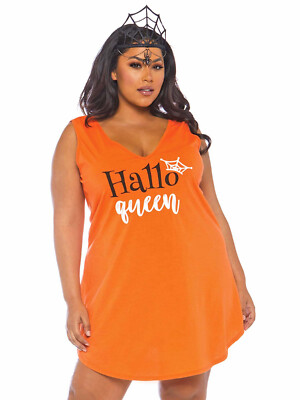 Leg Avenue Plus Size Halloqueen Jersey Dress, Orange, 1X-2X