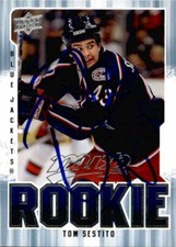 Tom Sestito Signed 2008-09 Upper Deck MVP Rookie card Columbus Blue Jackets. rookie card picture