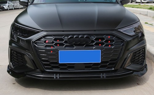 Para Audi A3 2022-2024 ABS Brillo Negro Parachoques Frontal Campana Central Parrilla Pasta 48 PIEZAS - Imagen 7 de 10