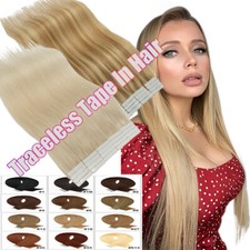 Russian Tape In Glue Human Virgin Remy Hair Extensions Skin Weft Straight 150g