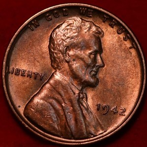 Uncirculated 1942 Philadelphia Mint Copper Lincoln Wheat Cent