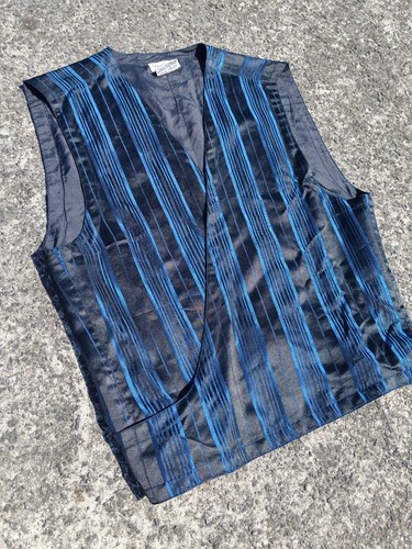Vintage Gianni Versace 80-90s Pure Silk Sheer Striped Vest Made In Italy Archive - Picture 1 of 15