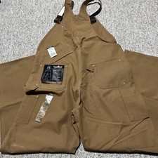 Vintage Carhartt R01 BRN Duck Bib Overalls Double Knee NWT 44 x 34