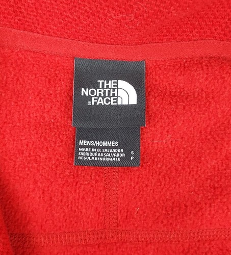 The North Face Fleece Pullover Mens Small Waffle Weave Knit Red 1/2 Zip Logo - Picture 4 of 7