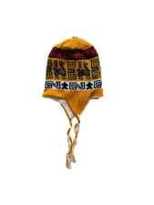 Reversible Peruvian Alpaca Chullo Hat Double Sided 2 in 1 Yellow White