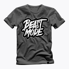 BEAST MODE TRENDY FUN FITNESS  AWESOME GRAPHIC T SHIRT HEAVY DUTY VINYL