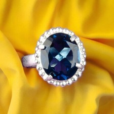 London Blue Topaz Gemstone Engagement Ring All Size 925 Solid Silver Jewelry DK