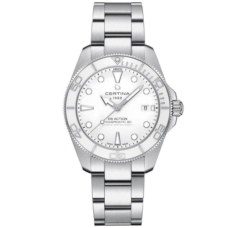 New Certina DS Action Diver 40.5mm White Dial Men's Watch