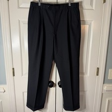 Brooks Brothers Mens Black Two Pleat Wool Dress Pants 36x30 Cuffed