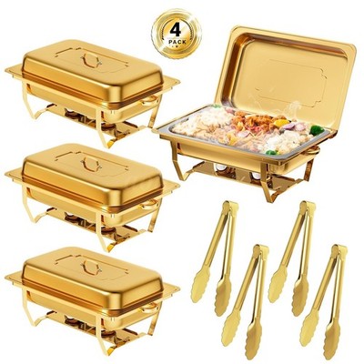 4x Chafing Dish Speisenwärmer Edelstahl Warmhaltebehälter Rechaud Wärmebehälter
