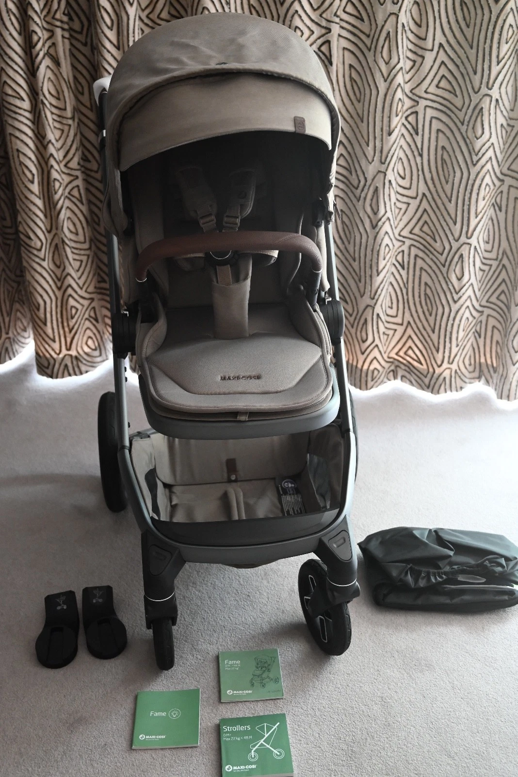 Maxi Cosi FAME Twillic Truffle Pram Pushchair with Raincover and Adapters