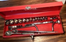 18-pc. PROTO TOOLS 1/2” DRIVE PROFESSIONAL SAE SOCKET SET, 12-POINT, METAL CASE