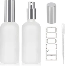 3.4oz Frosted Glass Spray Bottles 2 Pack Refillable Perfume Fine Mist Atomizers