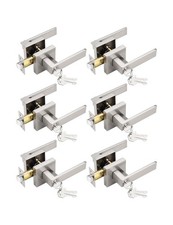 6 Pack Entry Door Levers with Lock and Key, Brushed Nickel Keyed Alike Lockse...