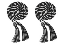 2 Pcs Graduation Multi Color Braided Honor Cords Tassel 68 Inch Black White