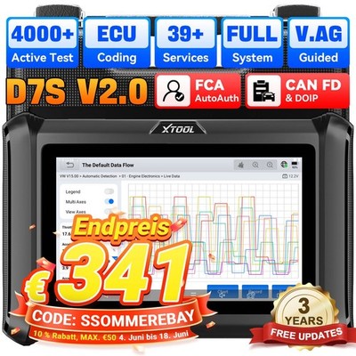 XTOOL D7S KFZ OBD2 Diagnosegerät Bidirectional Scanner ALLE System ECU Coding DE