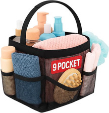 Mesh Shower Caddy Bag, 9-Pocket Portable Organizer for Travel, Gym  Dorm, Black