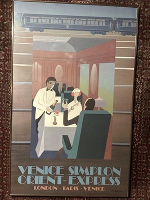 Original Venice Simplon Orient Express VSOE Poster by Pierre Fix-Masseau. 1980 s