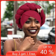 Braid African Headtie Head Wrap Women Bonnet Hat Nigerian Wedding Auto Gele Cap