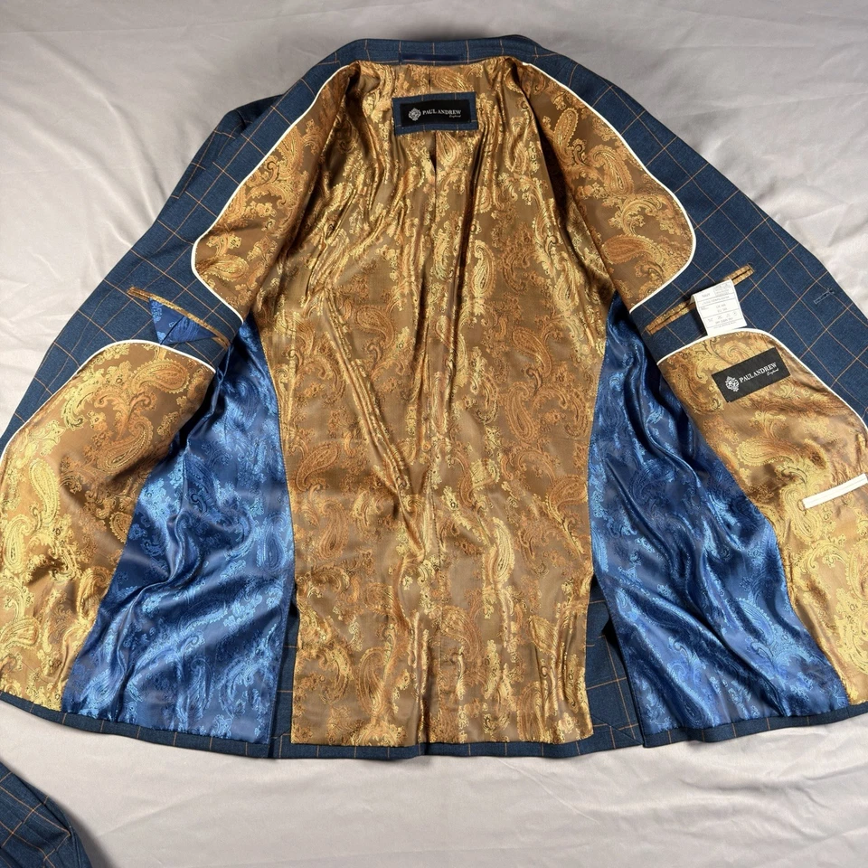 Paul Andrew Hamleys Men's 3 Piece Blue Check Suit - Image 4 of 4