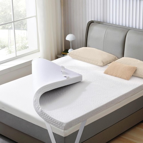 3 Inch Gel Memory Foam Mattress Topper with Cooling Cover Ventilated Soft Mat...