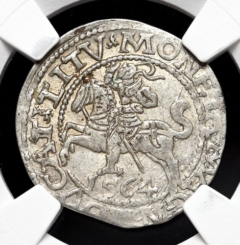 POLAND, Lithuania. Sigismund, 1564. Silver 1/2 Groschen, NGC AU55