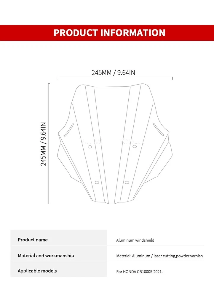 Motorcycle WindScreen Windshield Deflector For HONDA CB1000R 2021 2022- - Image 3 of 4