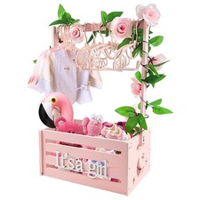 Wooden Baby Shower Crate Closet, Baby Storage Crate Hamper with Handle, Garla...