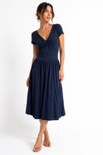 Dolan T-Shirt Navy Twist Front Drop Waist Midi Dress Size M Made in USA