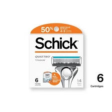 Schick Quattro Titanium Men's Razor 4 Blade Refills 6 Cartridges Blades NEW