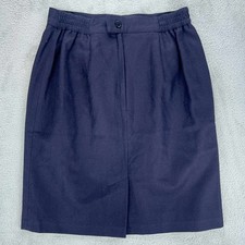 Sag Harbor Vintage Navy Blue Skirt Elastic Waist Pleated Career Wear Size M