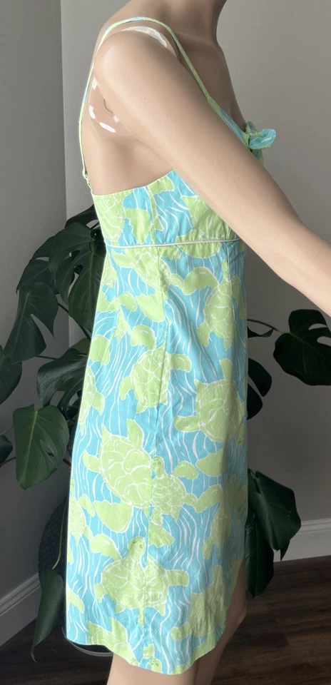 Vestido Tortuga Vintage Años 90 Y2K Lilly Pulitzer Azul Verde Talla 2 Foto 4 de 4