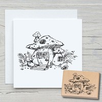Stempel Pilzhaus - Motivstempel Holzstempel Scrapbooking Karten Cartoon Diy