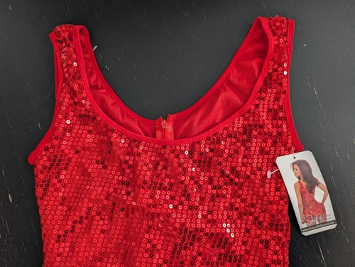 Shirley Of Hollywood Red Short Sequin Dress New Style SS460 One Size - Picture 3 of 9